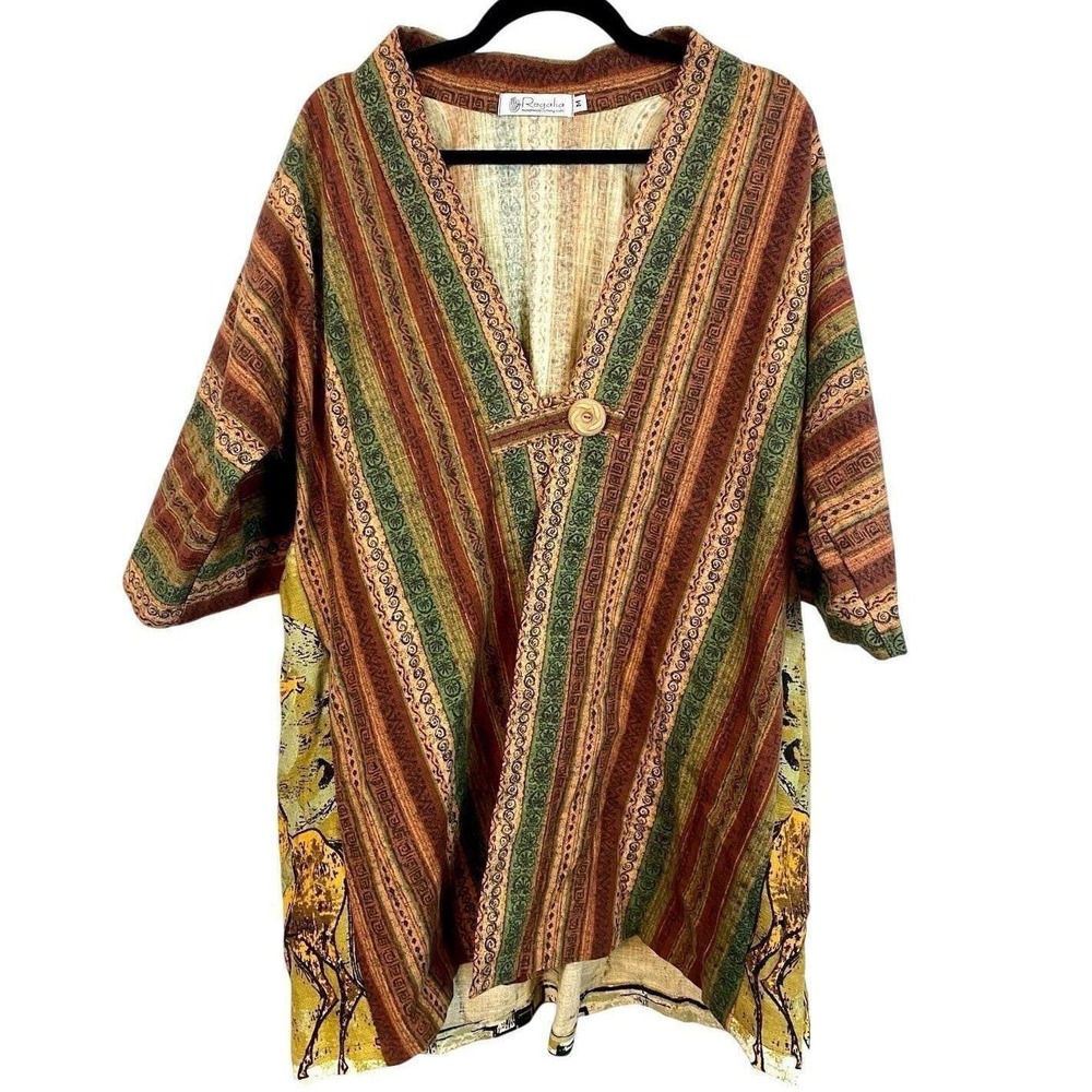 Regalia Medium Handmade Kimono Jacket Boho Art‎ To Wear Lagenlook Africa Tribal